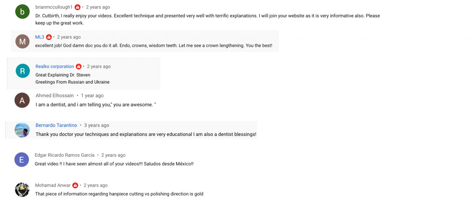 Testimonials Dentistry Master Classes